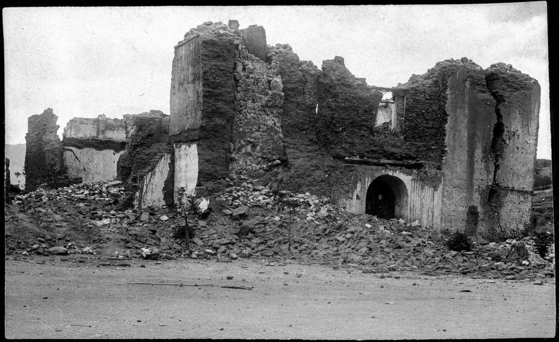 The ruins of a church in Bavispe, Mexico, after the earthquake of 1887 in Sonora, Mexico The ruins of a church in Bavispe, Mexico, after the earthquake of 1887 in Sonora, Mexico